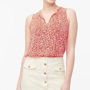 J CREW RED SLEEVELESS TIE NECK BLOUSE